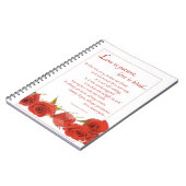 恋は忍耐強い赤いバラ ノートブック (左側)