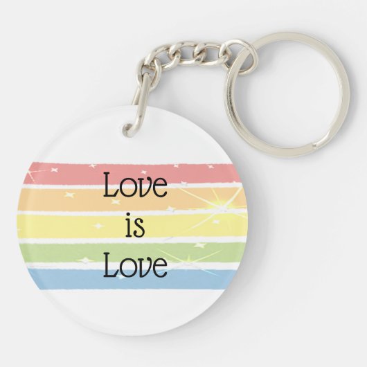 恋は恋の虹の写真パーソナライズされた キーホルダー (裏面)