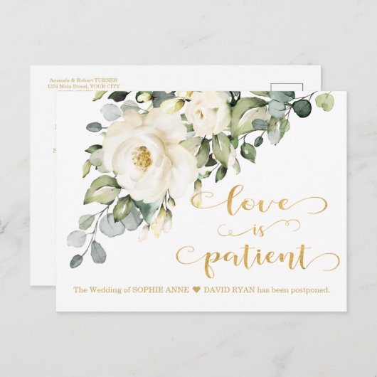 恋は我慢強い白フローラ結婚の延期 ポストカード (正面/裏面)