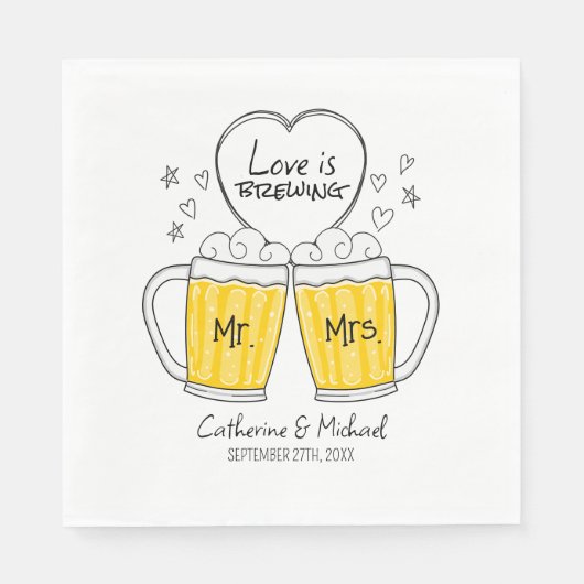 恋は手描きビアグラス結婚の スタンダードランチョンナプキン (正面)