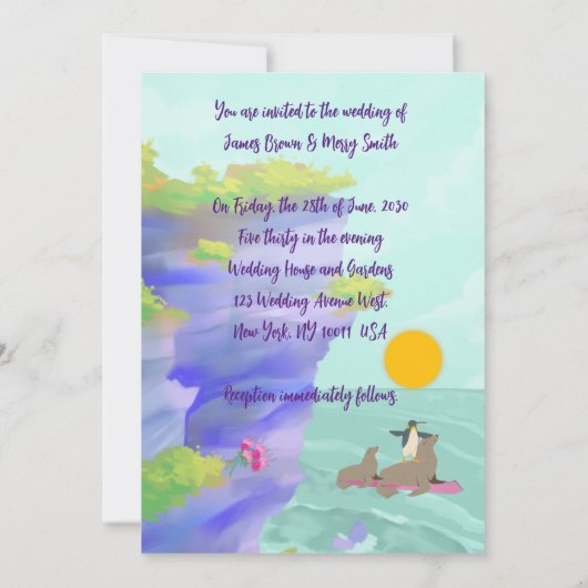 恋は旅サンライズペンギン海ライオンズ結婚ズ 招待状 (裏面)