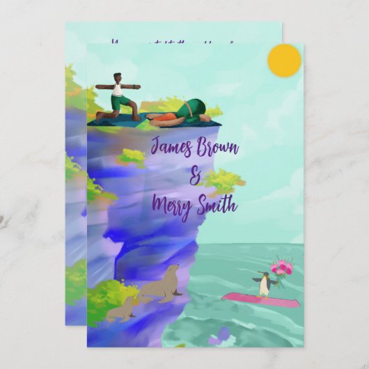 恋は旅サンライズペンギン海ライオンズ結婚ズ 招待状 (正面/裏面)