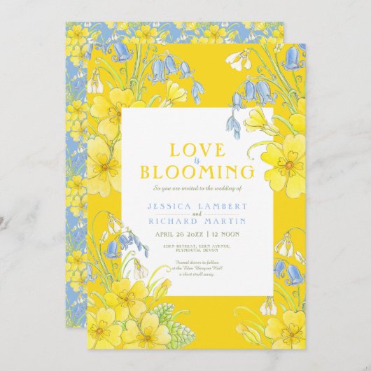 恋は春花黄結婚色 招待状 (正面/裏面)