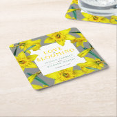 恋は水色の黄色の春の結婚式 スクエアペーパーコースター (アングル)