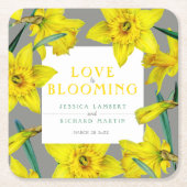 恋は水色の黄色の春の結婚式 スクエアペーパーコースター (正面)