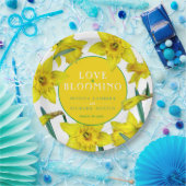 恋は水色の黄色の春の結婚式 ペーパープレート (パーティー)