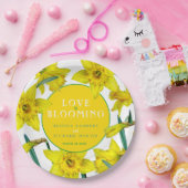 恋は水色の黄色の春の結婚式 ペーパープレート (パーティー)