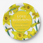 恋は水色の黄色の春の結婚式 ペーパープレート (正面)