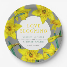 恋は水色の黄色の春の結婚式 ペーパープレート