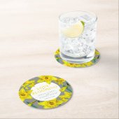 恋は水色の黄色の春の結婚式 ラウンドペーパーコースター (インサイチュ)