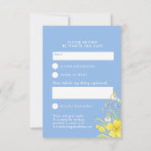 恋は水色の黄色の春の結婚式 出欠カード (裏面)