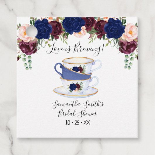 恋は海軍茶のブライダルシャワー フェイバータグ (正面)