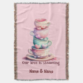 恋は湯気の立つコかわいらしーヒカップ スローブランケット (正面縦)