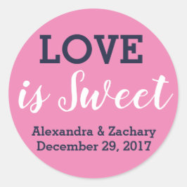 恋は甘いピンクのネイビー結婚ブルーのエンゲージ ラウンドシール