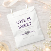 恋は甘い濃い紫結婚のバッグ フェイバーバッグ (クリップ留めされた状態)