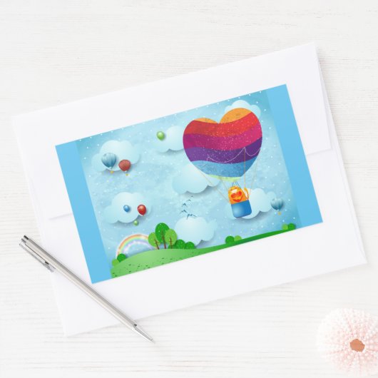 恋は空中 長方形シール (封筒)