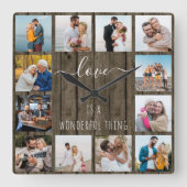 恋は素晴らしいもの引用文12フォトウッド スクエア壁時計 (正面)