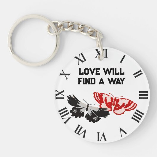 恋は蝶との道を見つけるヴィンテージ キーホルダー (正面)