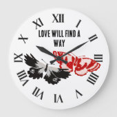 恋は蝶との道を見つけるヴィンテージ ラージ壁時計 (正面)