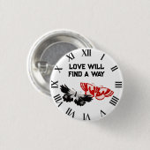 恋は蝶との道を見つけるヴィンテージ 缶バッジ (正面&裏面)