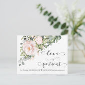恋は辛抱強いピンクの花結婚の延期 ポストカード (スタンド正面)