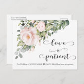 恋は辛抱強いピンクの花結婚の延期 ポストカード (正面/裏面)