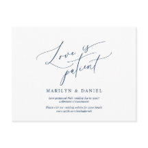 恋は辛抱強く、ネービーブルー、招待は延期