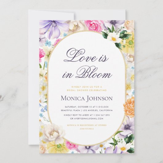 恋は開花サマーガーデンパーティーブライダルシャワー 招待状 (正面)
