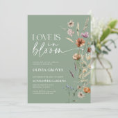 恋は開花セージ緑ブライダルシャワー 招待状 (スタンド正面)