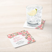 恋は開花ピンクかわいらしワイルドバラ スクエアペーパーコースター (インサイチュ)