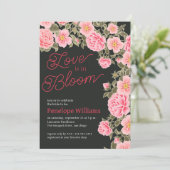 恋は開花ピンクかわいらしワイルドバラ 招待状 (スタンド正面)