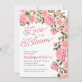 恋は開花ピンクかわいらしワイルドバラ 招待状 (正面)