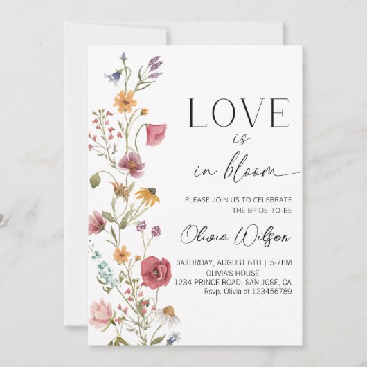 恋は開花ブライダルシャワーフローラガーデンパーティー 招待状 (正面)