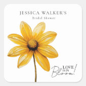 恋は開花ミニマルフローラブライダルシャワー スクエアシール (正面)