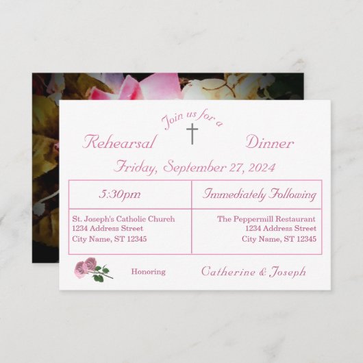 恋は開花リハーサルディナー招待状 出欠カード (正面/裏面)