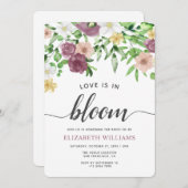 恋は開花ワイルドフラワーガーデンブライダルシャワー 招待状 (正面/裏面)