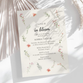 恋は開花ワイルドフラワーバジェットブライダルシャワー 招待状