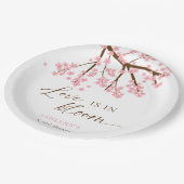恋は開花中 ピンクの桜の花のウェディングシャワーパーティー ペーパープレート (アングル)
