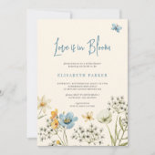 恋は開花水色フローラブライダルシャワー 招待状 (正面)