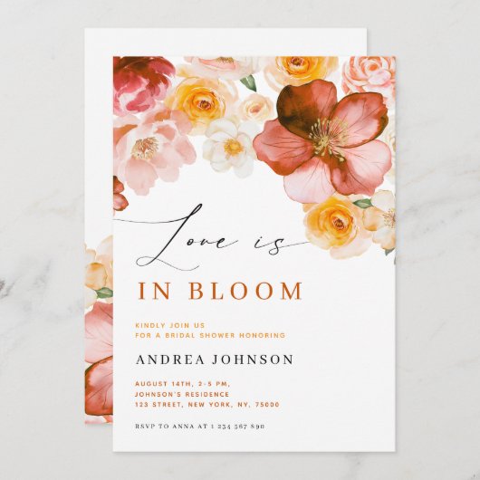 恋は開花秋フローラ秋ブライダルシャワー 招待状 (正面/裏面)