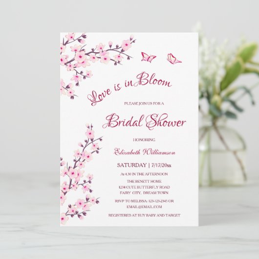 恋は開花 |さくらんぼブロッサムブライダルシャワー 招待状 (スタンド正面)