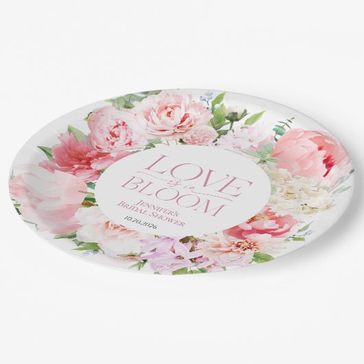 恋は開花 | ワイルドガーデンフレームブライダルシャワー ペーパープレート (アングル)