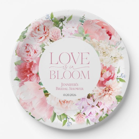 恋は開花 | ワイルドガーデンフレームブライダルシャワー ペーパープレート (正面)
