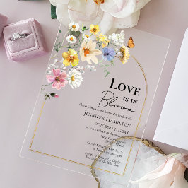 恋は開花 | ワイルドフラワーボホブライダルシャワー アクリル招待状