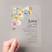 恋は開花 | ワイルドフラワーボホブライダルシャワー アクリル招待状 (インサイチュ (ポータブル))