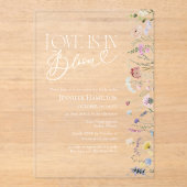恋は開花 | ワイルドフラワーボホブライダルシャワー アクリル招待状 (正面)