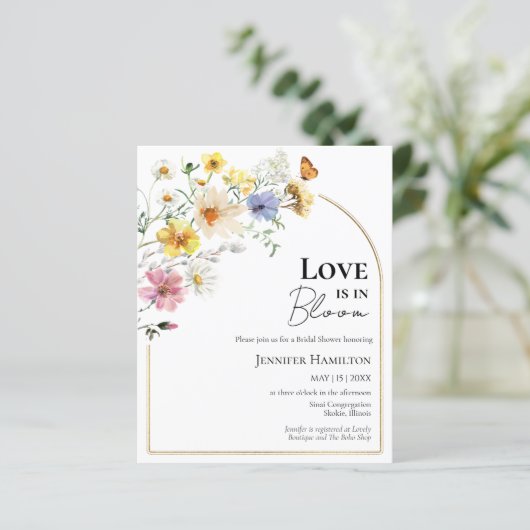 恋は開花 | 予算のブライダルシャワーへの招待 (スタンド正面)