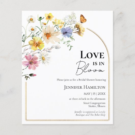 恋は開花 | 予算のブライダルシャワーへの招待 (正面)