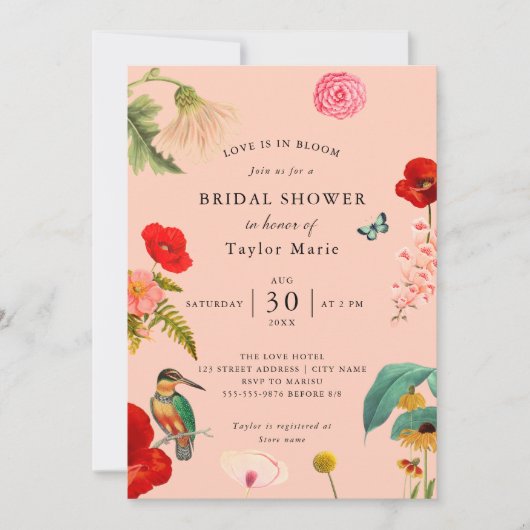 恋は開花 | 春ワイルドフラワーブライダルシャワー 招待状 (正面)