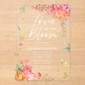 恋は開花 | 水彩フローラブライダルシャワー アクリル招待状 (正面)